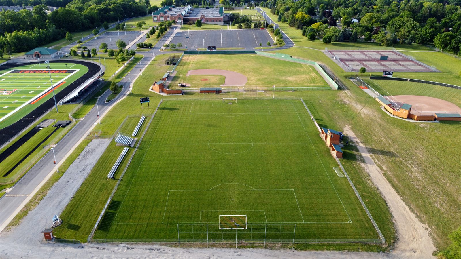 Aerial view of the Tecumseh High School soccer field